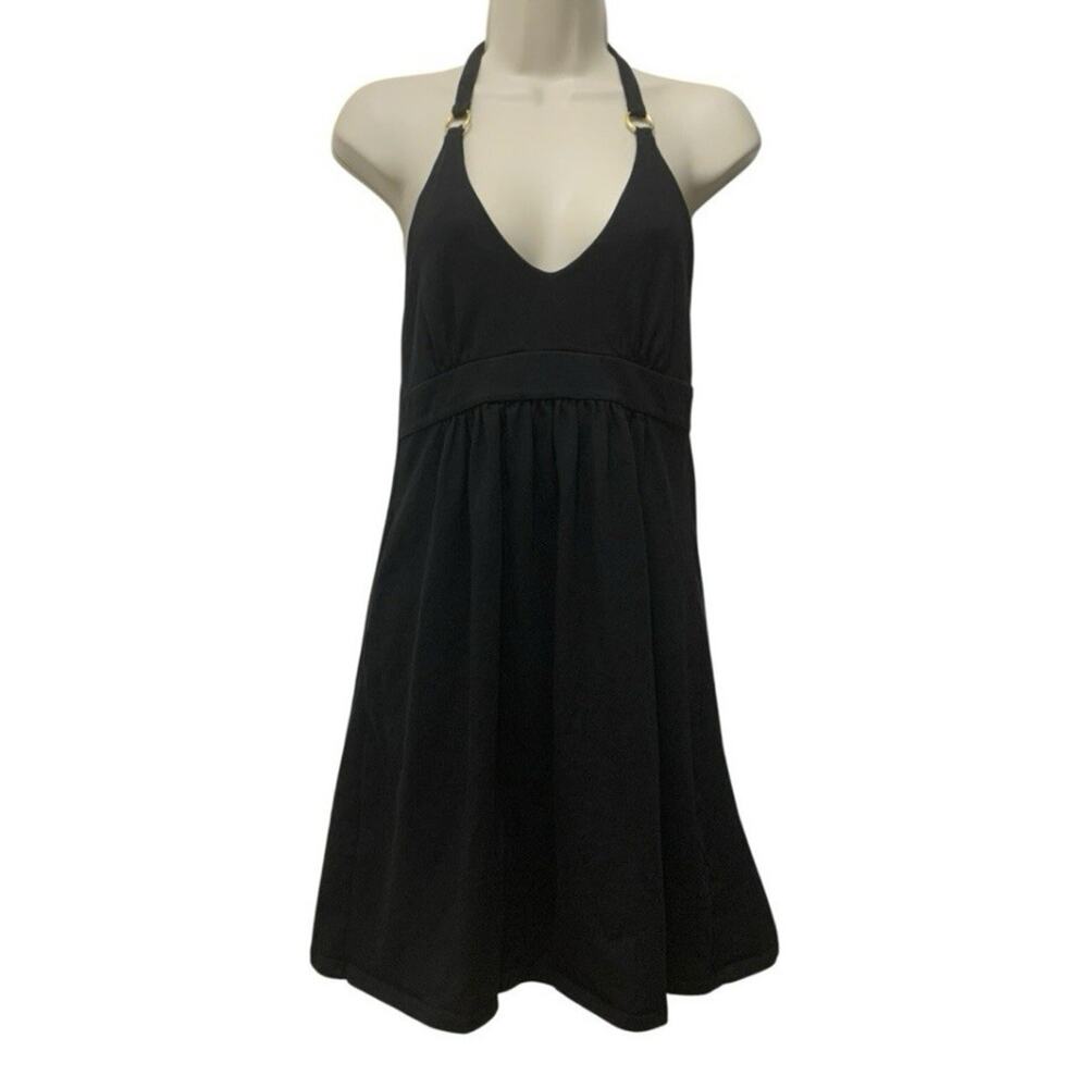 Victoria’s Secret Bra Tops Halter Dress Size Small Black Gold Ring Y2K